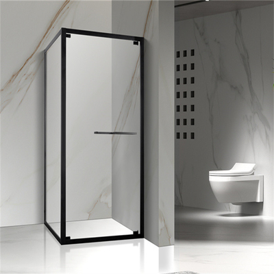 Pivot Door Square 4mm Tempered Clear Glass Shower Cabin With White Acrylic Tray